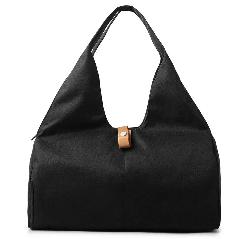 Women's Waterproof Sports Bag with Shoe Pocket - Black